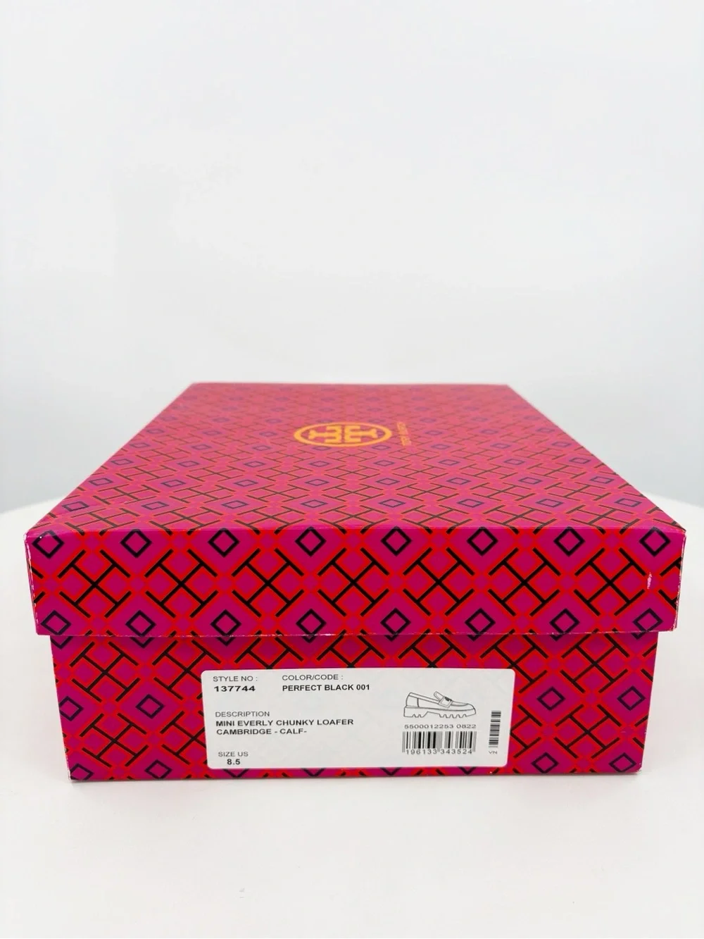 TORY BURCH Mini Everly Chunky Loafer Black Patent Leather Lug Sole 8.5